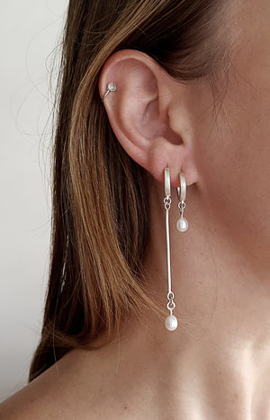 Asymmetrical pearl earrings // Sterling silver