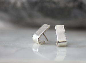 Rectangle silver studs // Sterling Silver