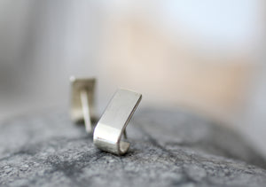 Rectangle silver studs // Sterling Silver