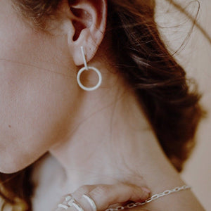 Circle bar earrings // Sterling Silver