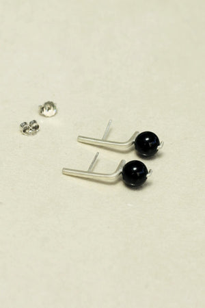 Black onyx line earrings // Sterling silver
