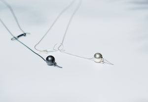 Ball & Chain  Necklace // Oxidized Silver