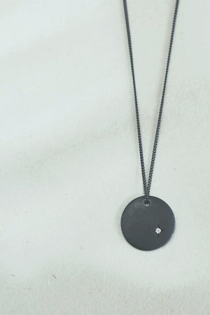 Disk necklace // Oxidized silver